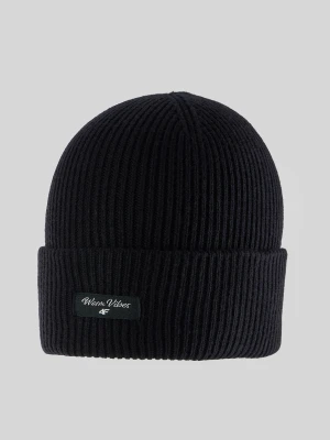 4F Czapka beanie dziewczęca - czarna Uniwersalny