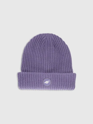 4F Czapka beanie dziewczęca - fioletowa Uniwersalny