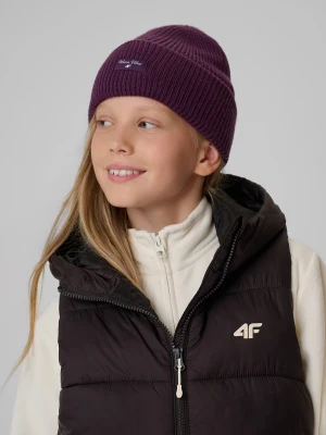 4F Czapka beanie dziewczęca - fioletowa Uniwersalny