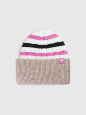 4F Czapka beanie dziewczęca - multikolor Uniwersalny