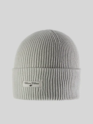 4F Czapka beanie dziewczęca - szara Uniwersalny