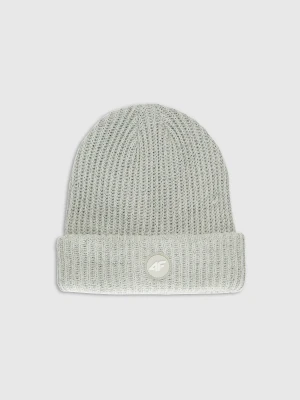 4F Czapka beanie odblaskowa dziewczęca - turkusowa Uniwersalny