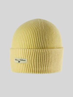 4F Czapka beanie dziewczęca - żółta Uniwersalny