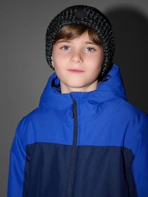 4F Czapka beanie odblaskowa chłopięca - czarna Uniwersalny