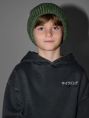 4F Czapka beanie odblaskowa chłopięca - khaki Uniwersalny