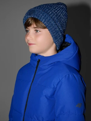 4F Czapka beanie odblaskowa chłopięca - niebieska Uniwersalny