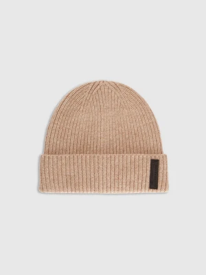 4F Czapka beanie wełniana męska - beżowa L