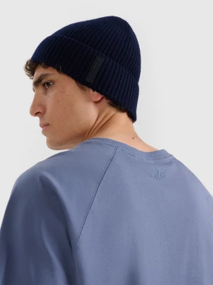4F Czapka beanie wełniana męska - niebieska M