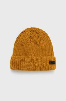 4F czapka kolor żółty z grubej dzianiny