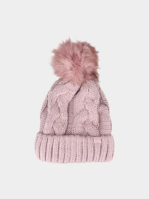 4F Czapka z pomponem damska - różowa S