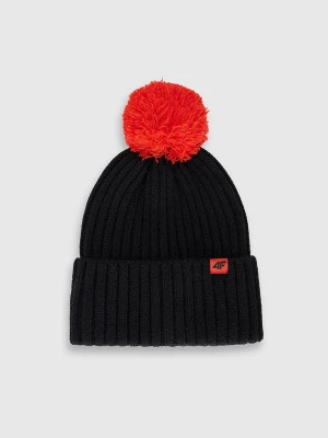 4F Czapka z pomponem dziecięca - czarna Uniwersalny