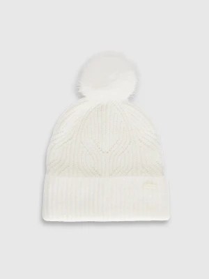 4F Czapka z pomponem dziewczęca - biała Uniwersalny