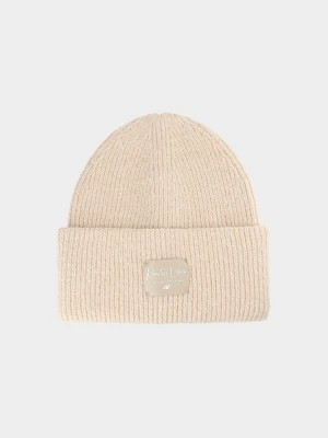 4F Czapka zimowa dziewczęca - beżowa Uniwersalny