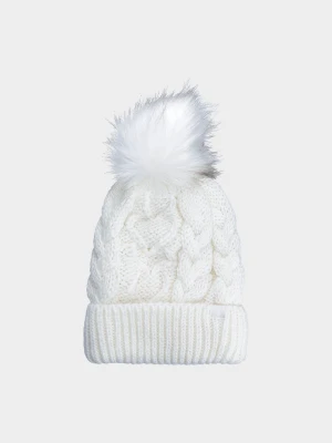 4F Czapka zimowa dziewczęca - biała Uniwersalny
