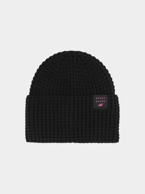 4F Czapka zimowa dziewczęca - czarna Uniwersalny