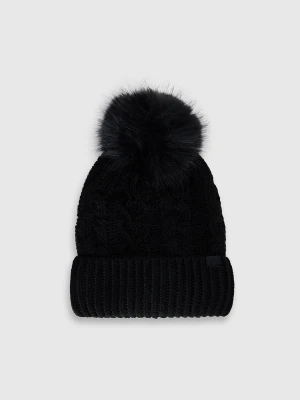 4F Czapka zimowa dziewczęca - czarna Uniwersalny