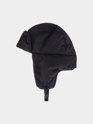4F Czapka zimowa pilotka dziecięca - czarna Uniwersalny