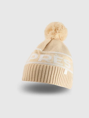 4F Czapka zimowa z dodatkiem wełny damska - beżowa S