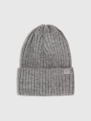 4F Czapka zimowa z dodatkiem wełny damska - szara Uniwersalny