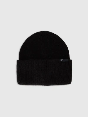 4F Czapka zimowa z dodatkiem wełny dziecięca - czarna Uniwersalny