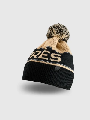 4F Czapka zimowa z dodatkiem wełny męska - beżowa L