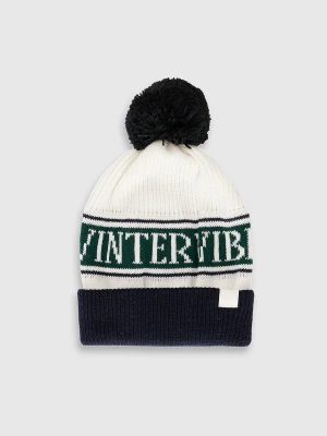 4F Czapka zimowa z pomponem chłopięca - granatowa Uniwersalny