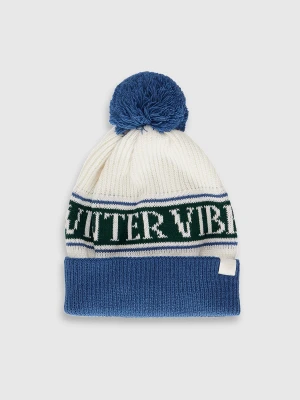 4F Czapka zimowa z pomponem chłopięca - granatowa Uniwersalny