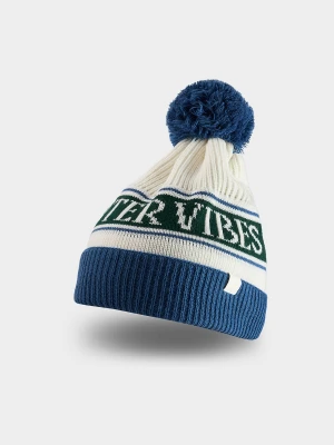 4F Czapka zimowa z pomponem chłopięca - granatowa Uniwersalny