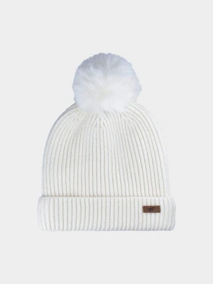 4F Czapka zimowa z pomponem damska - biała M
