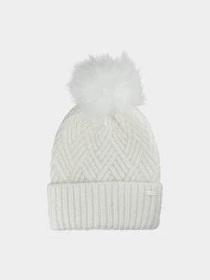 4F Czapka zimowa z pomponem dziewczęca - beżowa Uniwersalny