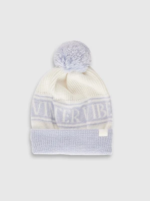 4F Czapka zimowa z pomponem dziewczęca - niebieska Uniwersalny