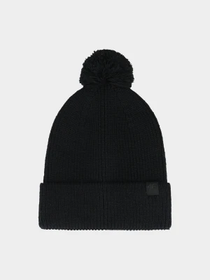 4F Czapka zimowa z pomponem uniseks - czarna Uniwersalny
