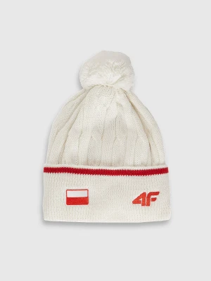 4F Czapka zimowa z wełną merino uniseks - biała S