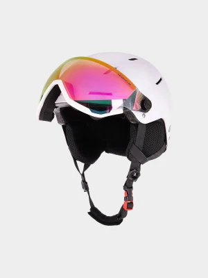 4F Kask narciarski z goglami dziecięcy - biały S (51-54cm)