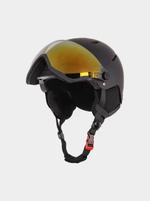 4F Kask narciarski z goglami dziecięcy - czarny M (55-58cm)