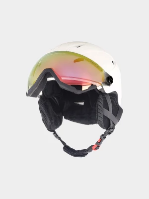 4F Kask narciarski z goglami uniseks - biały S/M (55-59cm)
