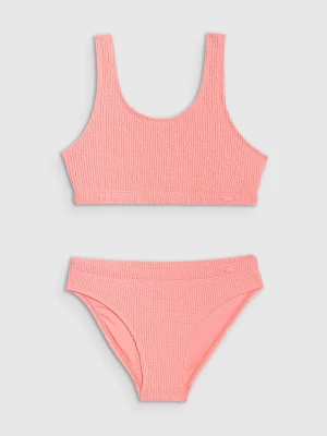 4F Kostium kąpielowy dwuczęściowy dziewczęcy - beżowy 122/128 (6-8 lat)