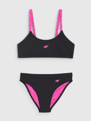 4F Kostium kąpielowy dwuczęściowy dziewczęcy - czarny 134/140 (8-10 lat)