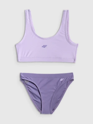 4F Kostium kąpielowy dwuczęściowy dziewczęcy - fioletowy 122/128 (6-8 lat)
