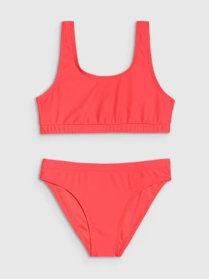 4F Kostium kąpielowy dwuczęściowy dziewczęcy - koralowy 146/152 (10-12 lat)