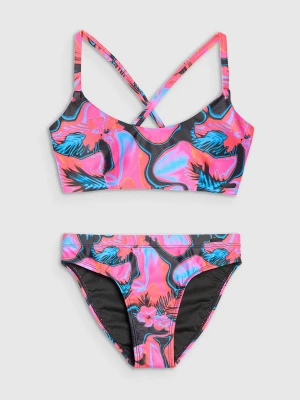 4F Kostium kąpielowy dwuczęściowy dziewczęcy - multikolor 134/140 (8-10 lat)