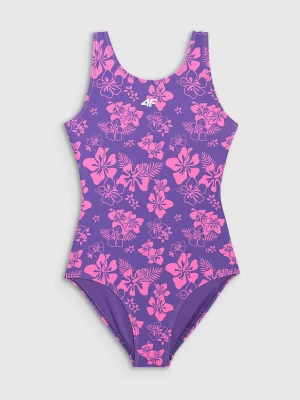4F Kostium kąpielowy jednoczęściowy dziewczęcy - fioletowy 122/128 (6-8 lat)