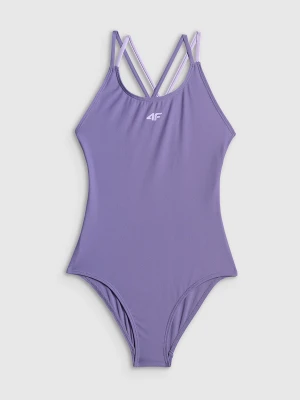 4F Kostium kąpielowy jednoczęściowy dziewczęcy - fioletowy 134/140 (8-10 lat)