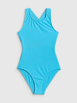 4F Kostium kąpielowy jednoczęściowy dziewczęcy - niebieski 122/128 (6-8 lat)