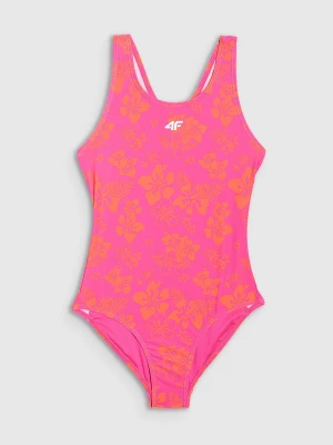 4F Kostium kąpielowy jednoczęściowy dziewczęcy - różowy 146/152 (10-12 lat)