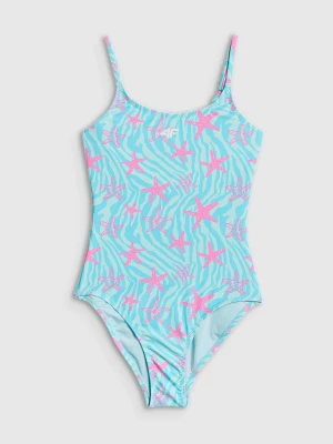 4F Kostium kąpielowy jednoczęściowy dziewczęcy - turkusowy 146/152 (10-12 lat)