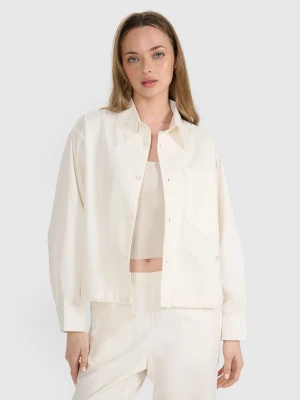 4F Koszula oversize z kołnierzykiem damska - biała S