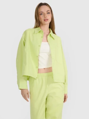 4F Koszula oversize z kołnierzykiem damska - żółta XXL