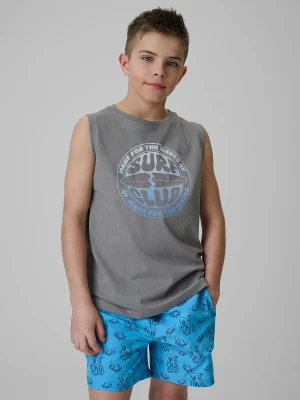 4F Koszulka bez rękawów loose z nadrukiem chłopięca - szara 152 (11-12 lat)