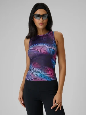 4F Koszulka bez rękawów slim z nadrukiem damska - multikolor M